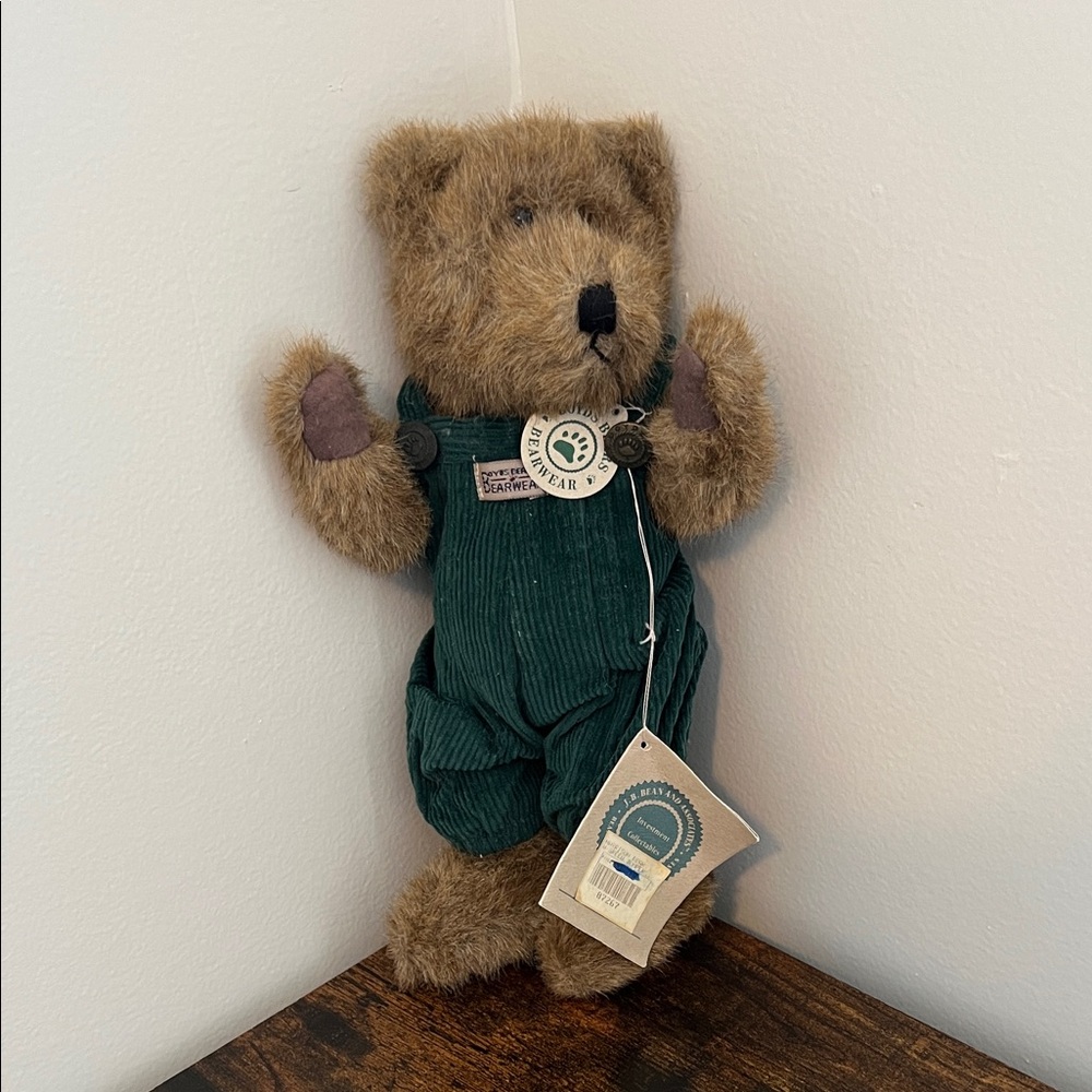 Plush Boyds Bears Bearwear Bear with Green Corduroy Overalls